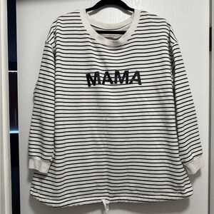 Striped 'MAMA' Maternity Crewneck Sweatshirt Size XL